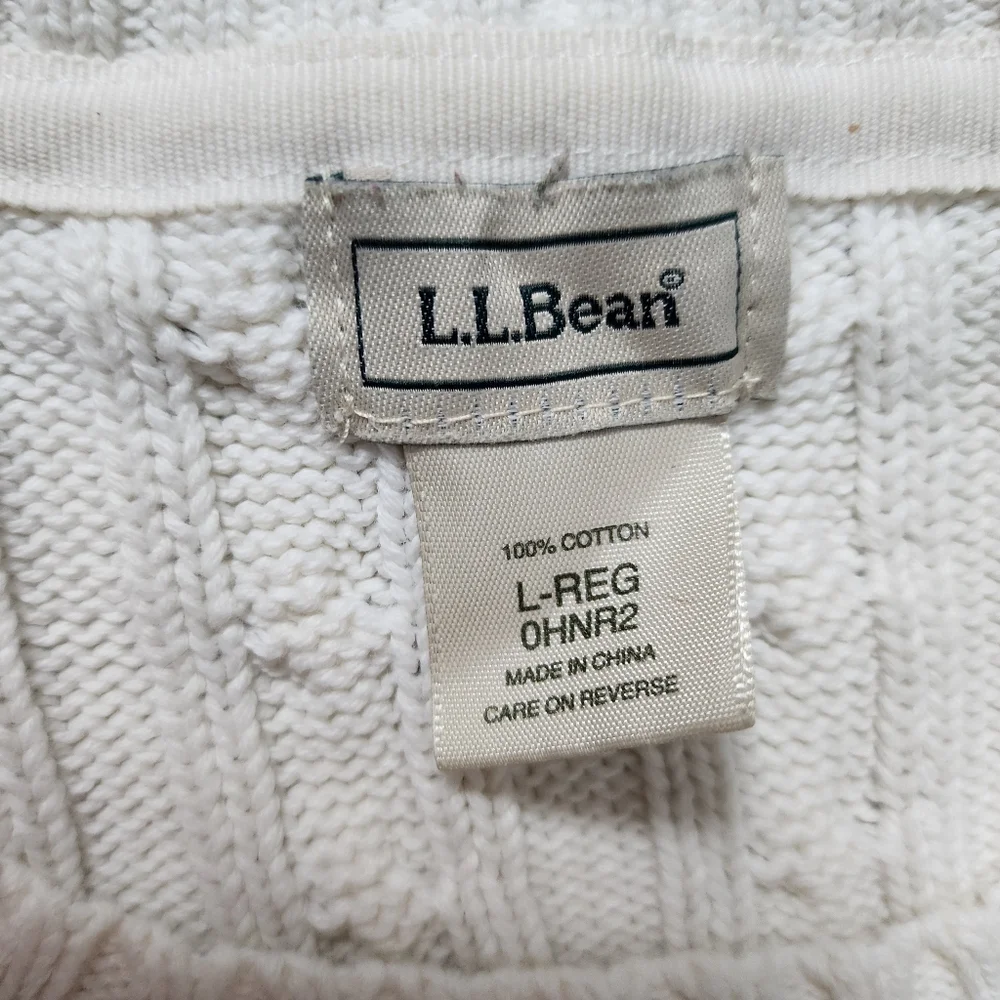 L.L. Bean Women's Cable Knit Sweater - Cream - Picture 5 of 11